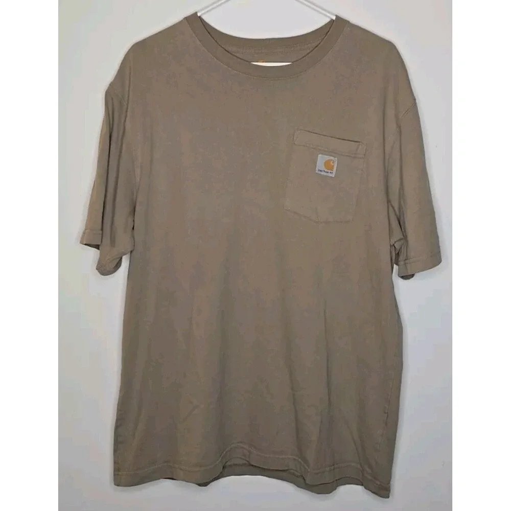 Carhartt T Shirt Mens L Brown Chest Pocket Original Loose Casual Workwear Crew - Picture 1 of 9